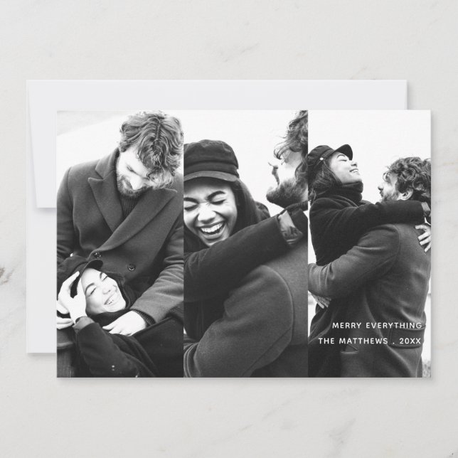 Modern Minimalist Holiday Photo Collage Card (Front)