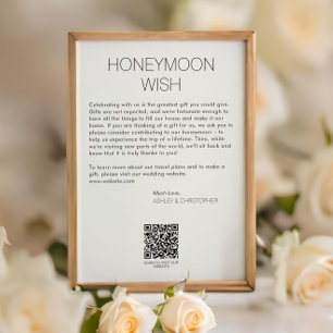 Modern Minimalist Honeymoon Fund Wedding Poster