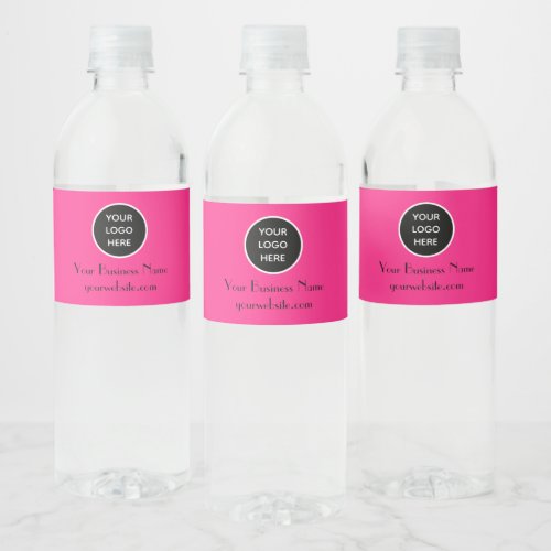 Modern Minimalist Hot Pink Custom logo Modern Water Bottle Label