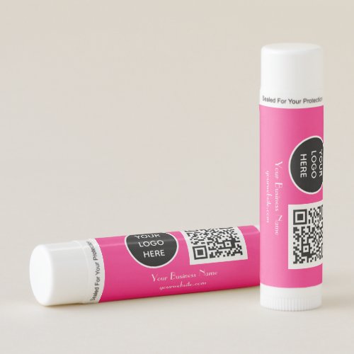 Modern Minimalist Hot Pink Custom logo QR Code Lip Balm