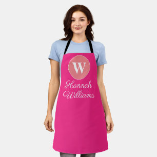 Modern Minimalist Hot Pink Monogram Monogrammed Apron