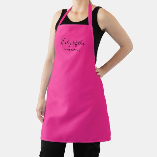 Modern Minimalist Hot Pink Personalized Apron