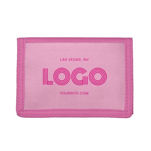 Modern Minimalist Hot Pink Rectangular Logo Trifold Wallet