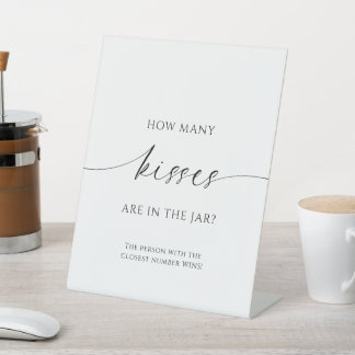 Modern Minimalist How Many Kisses Are In The Jar  Pedestal Sign