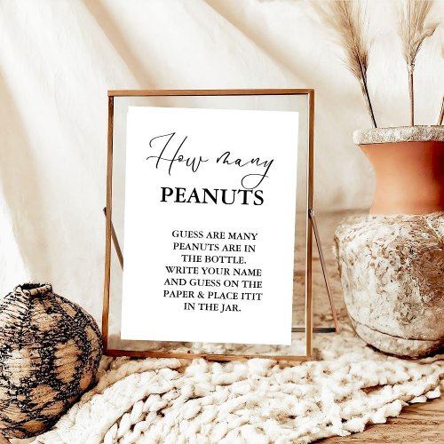 Modern Minimalist How many Peanut Baby Shower Game Poster