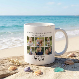 Modern Minimalist "I Love You Mom" Photo Collage Coffee Mug