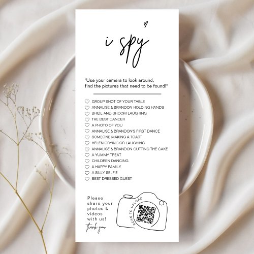 Modern Minimalist I spy wedding game Share photos  Menu