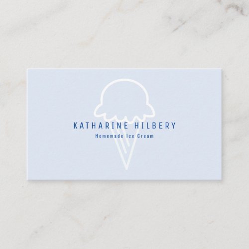 Modern Minimalist Ice Cream Blue Business Card
