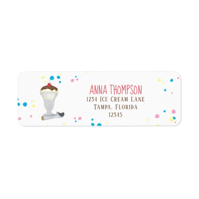 Modern Minimalist Ice Cream Colorful Fun Label (Front)