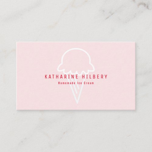 Modern Minimalist Ice Cream Pink Business Card
