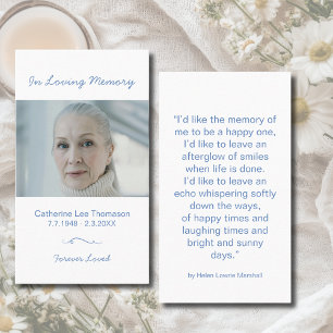 Modern Minimalist In Loving Memory Prayer Card