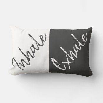 Modern Minimalist Inhale & Exhale Colorblock Lumbar Pillow by GrudaHomeDecor at Zazzle