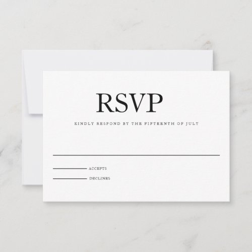 Modern Minimalist Inital Wedding Reply Card