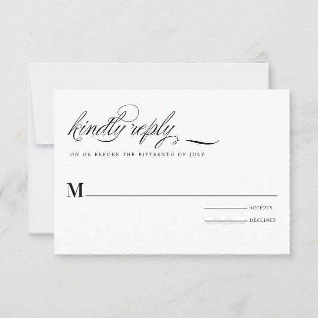 Modern Minimalist Inital Wedding Reply Card (Front)