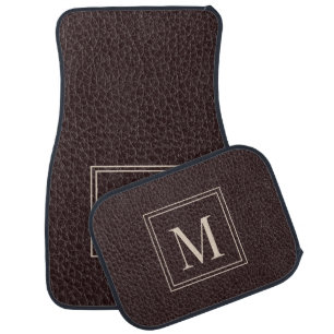Modern Minimalist Initial Brown Car Floor Mat