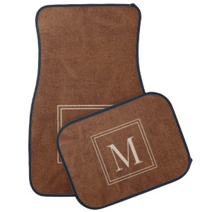 Modern Minimalist Initial Brown Car Floor Mat