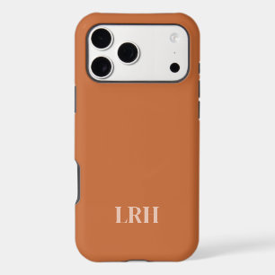 Modern Minimalist Initial Burnt Orange Monogram iPhone 17 Pro Max Case