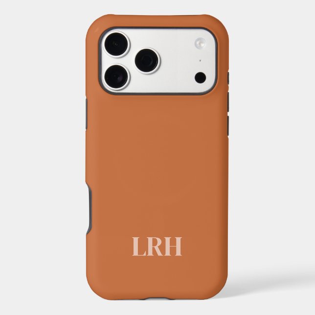 Modern Minimalist Initial Burnt Orange Monogram  iPhone Case (Back)