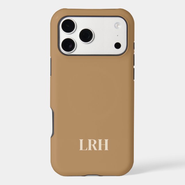 Modern Minimalist Initial Camel Brown Monogram  iPhone Case (Back)