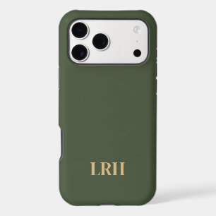 Modern Minimalist Initial Dark Green Monogram iPhone 17 Pro Max Case