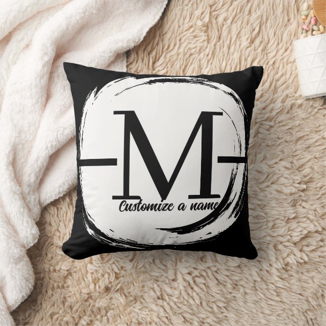 Modern Minimalist Initial Monogram Custom Throw Pi Pillow (Blanket)