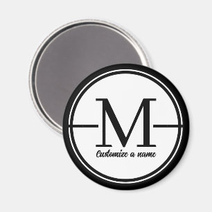Modern Minimalist Initial Monogram Letter M Round Magnet