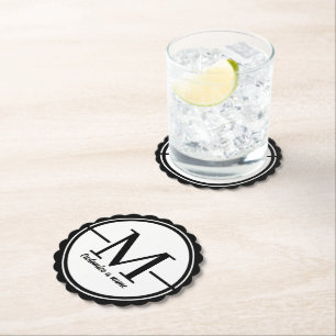 Modern Minimalist Initial Monogram Paper Coasters