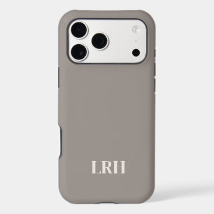 Modern Minimalist Initial Mushroom Gray Monogram iPhone 17 Pro Max Case