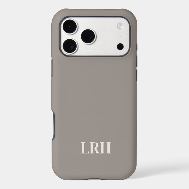 Modern Minimalist Initial Mushroom Gray Monogram  iPhone Case (Back)