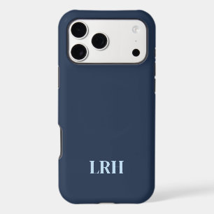 Modern Minimalist Initial Navy Blue Monogram  iPhone 17 Pro Max Case