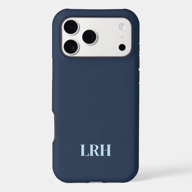 Modern Minimalist Initial Navy Blue Monogram  iPhone Case (Back)