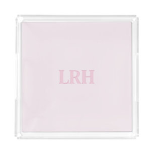 Modern Minimalist Initial Pink Monogram Acrylic Tray