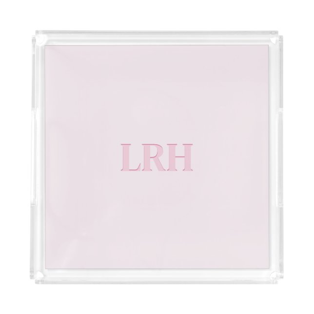 Modern Minimalist Initial Pink Monogram  Acrylic Tray (Front)