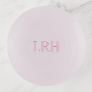 Modern Minimalist Initial Pink Monogram Trinket Tray
