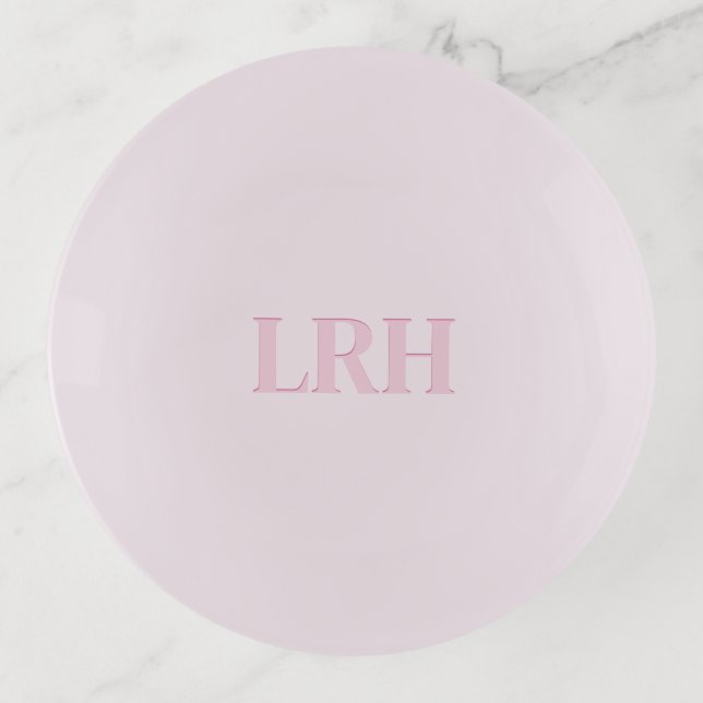 Modern Minimalist Initial Pink Monogram  Trinket Tray (Front)
