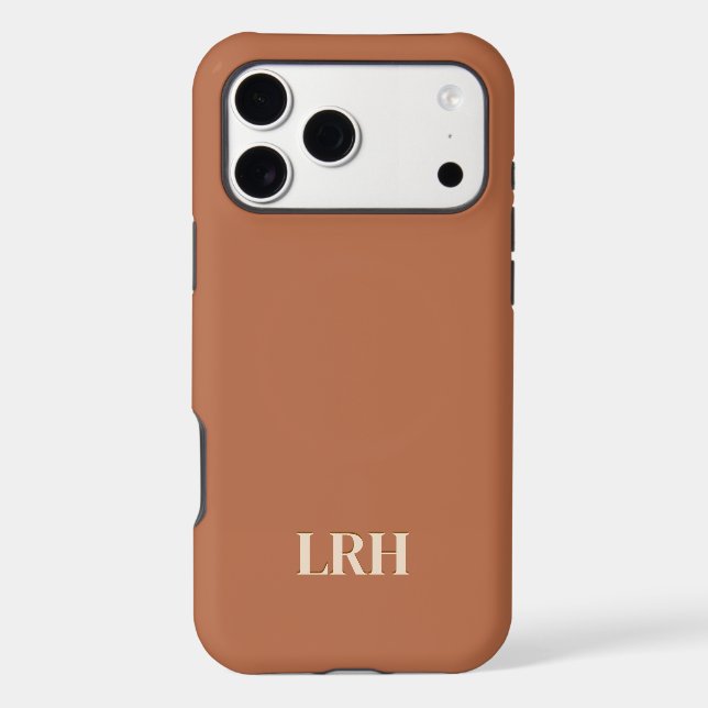 Modern Minimalist Initial Terrecotta Monogram  iPhone Case (Back)