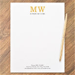 Modern Minimalist Initials Elegant Black Gold Letterhead<br><div class="desc">Customize the text, and easily create your personalized letterhead. Click EDIT DESIGN to change the text color or to add a background color. You can TRANSFER this DESIGN on other Zazzle products and adjust it to fit most of the Zazzle items. Standard Studio designs are made in high-resolution graphics for...</div>
