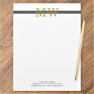 Modern Minimalist Initials Elegant Black Gold Letterhead