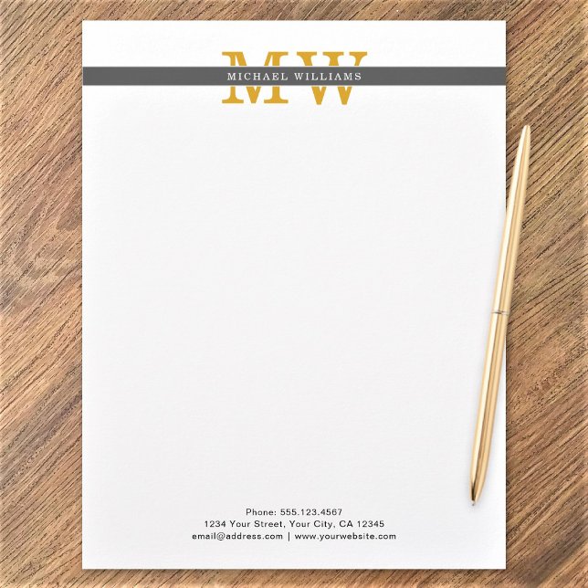 Modern Minimalist Initials Elegant Black Gold Letterhead (Creator Uploaded)