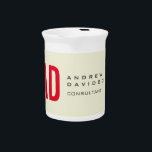 Modern Minimalist Initials Red Monogram Beige Beverage Pitcher<br><div class="desc">Plain Minimalist Modern Designs. They're all simple,  attractive,  unique.</div>