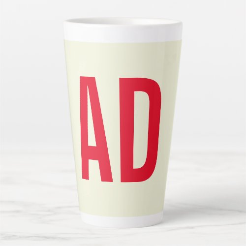 Modern Minimalist Initials Red Monogram Beige Latte Mug