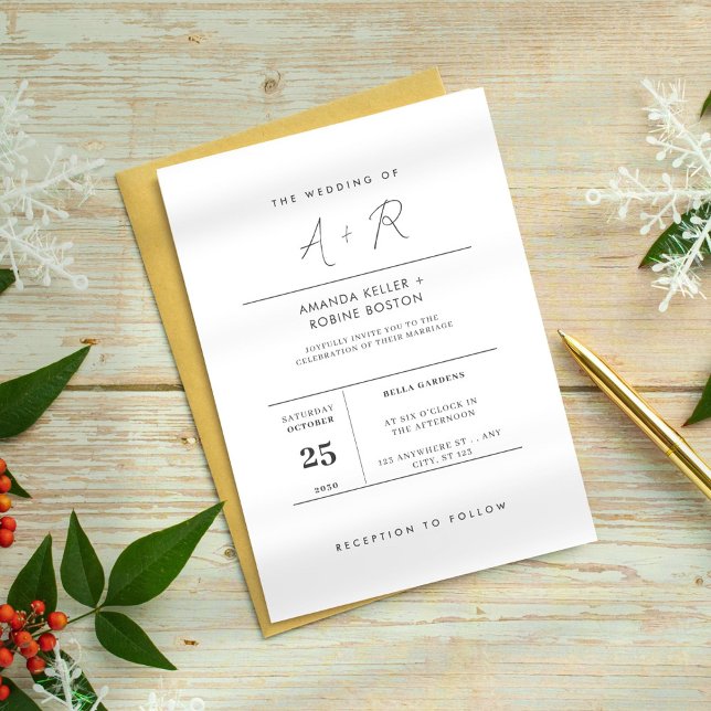 Modern Minimalist Initials Wedding Invitation (Creator Uploaded)