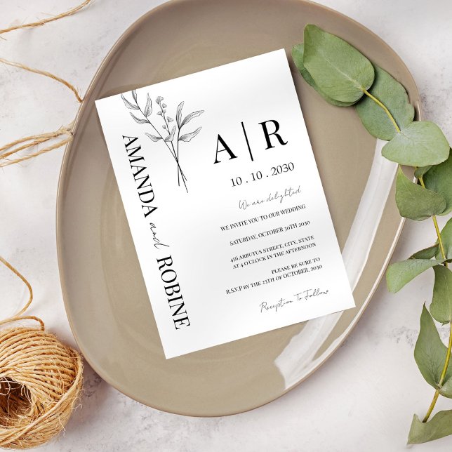 Modern Minimalist Initials Wedding Invitation (Creator Uploaded)