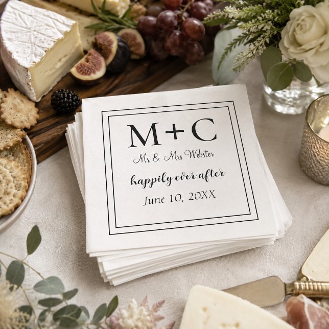 Modern Minimalist Initials Wedding  Napkins (Creator Uploaded)