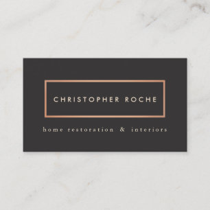 Modern Minimalist Interior Designer Coppe Black Business Card