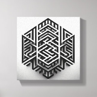 Modern Minimalist Isometric Labyrinth - Abstract 3 Canvas Print