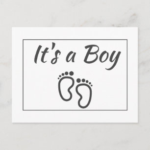 Modern Minimalist It's a Boy Announcement Postcard
