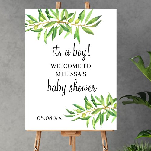 Modern minimalist its a boy olive branch sign