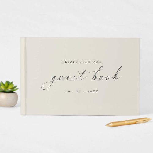 Modern Minimalist Ivory Guest Book for Weddings