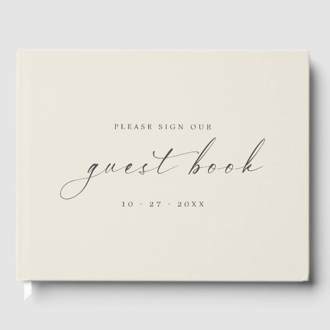 Modern Minimalist Ivory Guest Book for Weddings (Front)